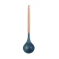 Louche à soupe en silicone avec manche en bois, cuillère résistante à la chaleur pour poêles. - Gris foncé