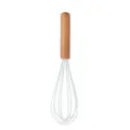 Milk white silicone wire egg whisk with natural wood handle kitchen baking tool SKU - Cream White Silicone Whisk with Round Wooden Handle