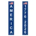 Detail view of the American 250th anniversary vertical door banner with crisp patriotic text. - ZC Independence Day Couplets Style 2 / 180*30CM