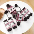 Brei Kerstmis hond hoed sjaal set warme huisdier winter kleding rendier puppy outfit - S / 3-delige kerstset - Bruin rendier