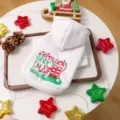 Gemütlicher weißer Haustier-Hoodie für Hunde, festliche Weihnachtselfen-Stickerei, Winterkleidung. - XS / Oberteile / Weiß