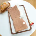 Cute pet knitted hat with buttons and wood-ear edge, warm winter accessory for dogs and cats. - S / Coffee