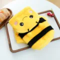 Cute bee pet hoodie detail shot, soft plush material with warm stripe design for small dogs. - Short Style Costume - Bee / S