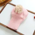 Rosa Strick Mütze mit Bommel für kleine Hunde und Katzen, warme Winter Haustier Accessoire. - S / Rosa
