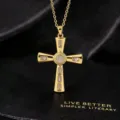 Gouden hiphop retro micro-ingelegde zirkoon kruis ketting luxe hanger voor dames - Kruis Ontwerp Ketting / Goud