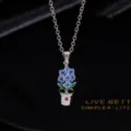 Vintages buntes Öltropfen Blumen Anhänger Halskette für Damen, elegante Schlüsselbeinkette. - Öltropfen Blumenhalskette / Silberne Basis Mit Violetten Steinen