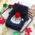 Details of the navy blue plush pet hoodie with cute Santa Claus applique for small dogs winter. - XS / Navy Blue