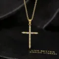 Elegante gouden kruis hanger ketting met sprankelende zirkonia stenen voor vrouwen en meiden - Zirkonia Kruis Ketting / Goud