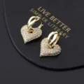 Vergoldete Zirkonia Herz Creolen Ohrringe elegante modische Damenschmuck Accessoires - Vollbesetztes Herz Gold Stil (C)