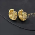 Chic orecchini a cerchio croce in zircone rame placcato oro 18k, elegante stile retrò donna. - Stile a Cerchio Oro a Linee Incrociate (N)