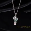 Exquisite Zirkon Blumen Topf Halskette, elegante silberne Kette fuer mode Frauen. - Zirkonia-Blumenhalskette / Silber