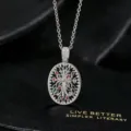 Vrouwen zirkoon ovale opengewerkte ketting elegante zilveren sleutelbeinketting sieraden - Ovale Kruis Ketting / Zilver