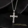 Prachtige zilveren ketting met kruis hanger en schitterende zirconia, vintage stijl. - Witte Zirkonia Kruis Halsketting / Zilver
