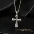 Vintage zilveren kruis hanger ketting voor vrouwen, stijlvolle gegalvaniseerde metalen ketting. - Metalen Kruis Ketting / Zilver