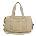 Large capacity khaki duffle bag for travel and gym, lightweight with shoulder strap main. - Apricot
