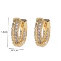 Pendientes de aro de circonita cúbica chapados en oro brillantes joyas elegantes mujer - Estilo de Varias Filas Densas (T)