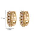 Pendientes de aro chapados en oro con circonitas, diseño floral dulce, medida 1.7x0.6 cm. - Estilo Floral Geométrico (V)