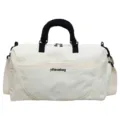 Large capacity portable short-distance travel duffel bag with crossbody strap and clean design - Off White