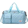 Blue polka dot travel duffel bag large capacity fitness sports bag casual luggage storage - Blue