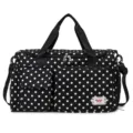 Black and white polka dot travel duffel bag large capacity sports gym bag with pockets - Black