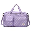 Purple polka dot travel duffel bag with large capacity, dry-wet separation, and shoulder strap. - Light Purple