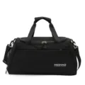 Large capacity black travel duffel bag for sports fitness and short trips with shoulder strap. - Black