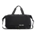 Borsa da palestra sportiva nera grande con tracolla e scomparto per scarpe inferiore. - Versione con Logo / Nero