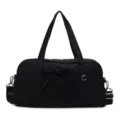 Large capacity black travel duffel bag shoulder waterproof fitness luggage bag with bow - Black
