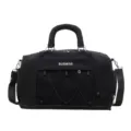 Large capacity black gym duffel bag for travel, waterproof sports shoulder bag with mesh pocket. - Black