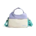 Colorblock casual travel handbag, lightweight large capacity shoulder bag for daily use. - Blue with Label