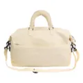 Beige large capacity travel duffel bag waterproof gym fitness bag for women short trips. - Ivory White Plain Version