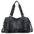 Large capacity travel duffel bag fitness gym bag multifunctional sports bag with dark pattern - Black