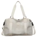 Large capacity retro travel duffel bag with dry wet separation for fitness sports yoga use. - Off White