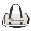 Cylindrical gym duffel bag for sports and travel with large capacity and dry wet separation. - Ivory