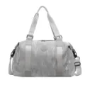 Large capacity grey travel duffel bag waterproof fitness gym bag with shoulder straps for sports - Quicksand Silver