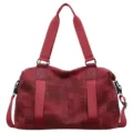 Retro Red PU Textured Large Capacity Travel Gym Bag Fitness Sports Handbag for Women - Burgundy