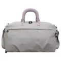 Gray travel duffel bag with pink handle and purple embroidery, large capacity dry wet separation - Gray