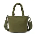 Sac seau en tissu vert armée avec poignées froncées stylées et bandoulière pratique. - Vert Foncé