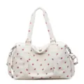 Grande borsa da viaggio sportiva con stampa di fragole rosse, perfetta per il fine settimana. - Bianco avorio