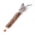 Bâtonnet à mâcher pour chat avec fruit de galle naturel et fausse fourrure brune - Bâton Fausse Fourrure de Lapin aux Galles / Marron