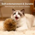 Balle en fourrure pour chat durable pour le jeu et la dentition avec un chat Ragdoll - Balle Pelucheuse en Fourrure de Lapin Silencieuse