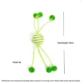 Jouet interactif de balle d'herbe à chat tissée verte avec quatre longues cordes - Balle Enveloppée de Tuyau / Vert