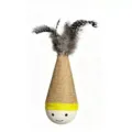 Jouet culbuto pour chat avec plumes et corps en toile de jute - Nouvel Ours Culbuto (Style Bois Massif)