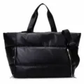 Black quilted gym tote bag, versatile waterproof shoulder bag for fitness, yoga, and travel use. - L / Black