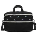 Borsa da viaggio nera con bordo in pizzo e ricamo di nuvole carine per fitness e palestra. - Nero Ondulato