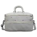 Borsone da viaggio grigio con pizzo e ricamo viola, grande borsa sportiva per palestra da donna. - Nuvola Grigia