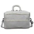 Light grey bow travel bag large capacity gym bag with wet dry separation and cute lace trim. - Gray Bowknot