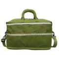 Green travel duffel bag with lace trim and cute bow embroidery, spacious gym and overnight bag. - Green Bow