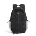 Black outdoor backpack large capacity casual sports rucksack with mesh side pockets and bungee cords. - Black