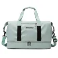 Large capacity travel duffel bag light gym bag wet dry separation weekend luggage for sports. - Avocado Green